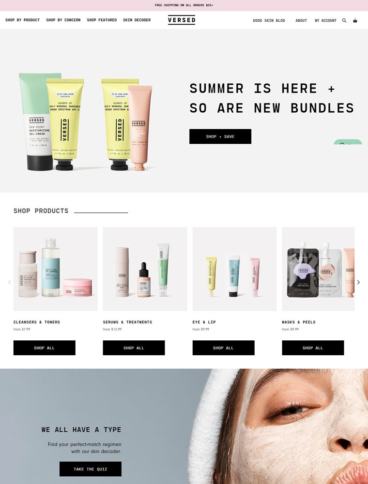 eCommerce website: Versed